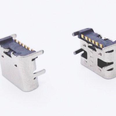 6Pin卧贴型TYPE-C 90°母座USB连接器