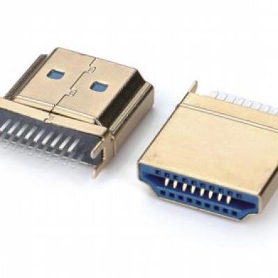 公头外壳有筋夹板HDMI A TYPE连接器0.8-1.6(直端)