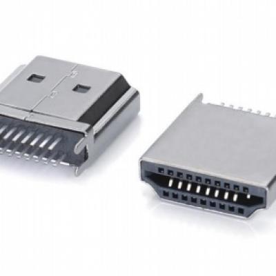 公头外壳无筋夹板HDMI A TYPE连接器0.8-1.6(直端)