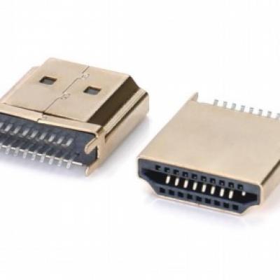 公头外壳无筋夹板HDMI A TYPE连接器0.8-1.6(弯端)